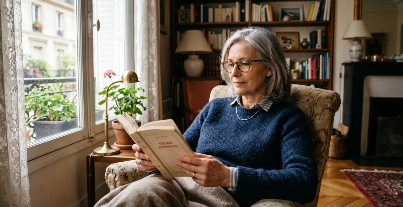 Adulte portant des lunettes progressives en train de lire un document à la lumière naturelle
